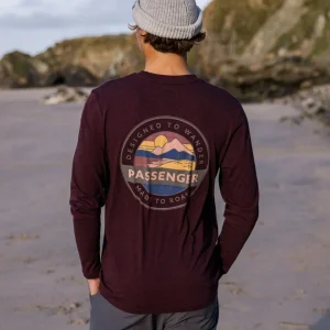 T-shirt à manches longues en coton bio Odyssey - bordeaux chiné