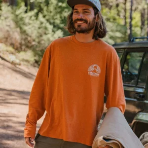 T-shirt à manches longues coupe décontractée Elbio - Sunset Orange Marl