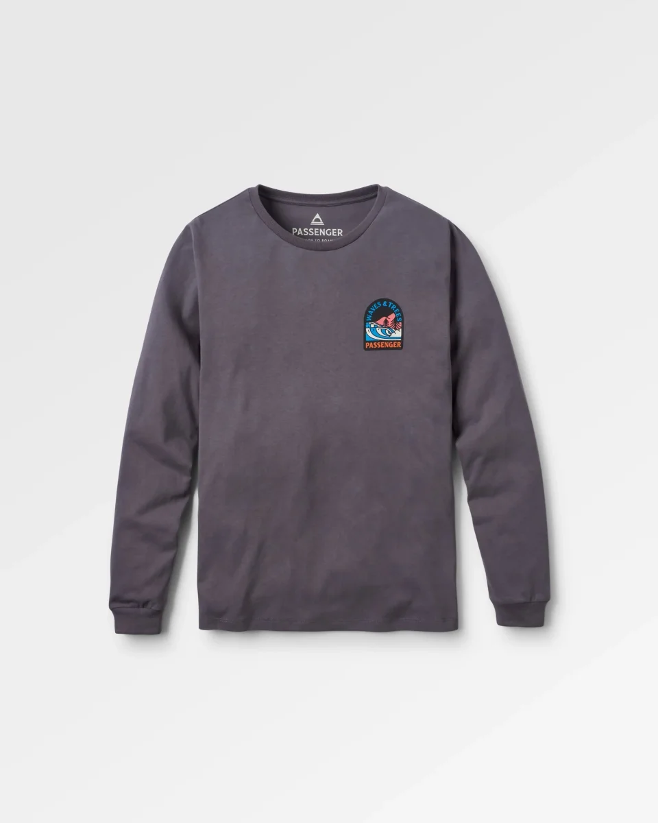 T-shirt manches longues recyclé Waves & Trees - Charcoal – Image 5