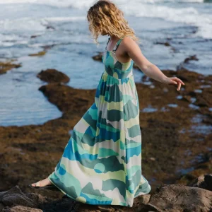Robe Maxi Tissée Soleis - Patchwork Aqua Vista