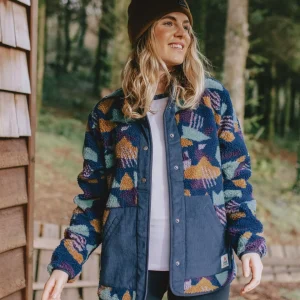 Polaire en Sherpa Doublée de Coton Recyclé Clover - Motif Camo Bleu Profond