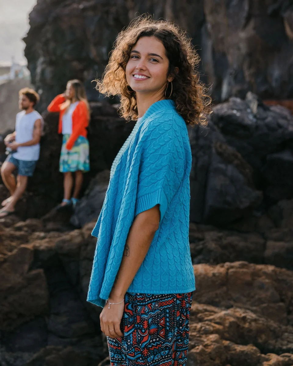 Cardigan Tricoté Confortable - Geai Bleu – Image 3