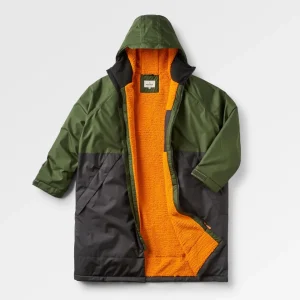 Poncho de Surf Imperméable Recyclé Tempest - Vert Sapin/Noir