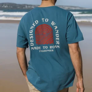 T-shirt en coton recyclé Sundown - Bleu Acier