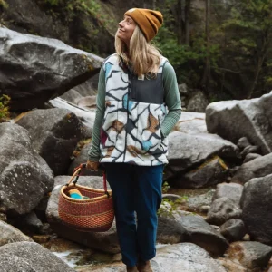 Gilet sherpa recyclé Fairbanks - Abstract Trails blanc cassé