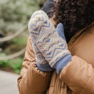 Moufles doublées en polaire recyclée Nurture - Denim délavé