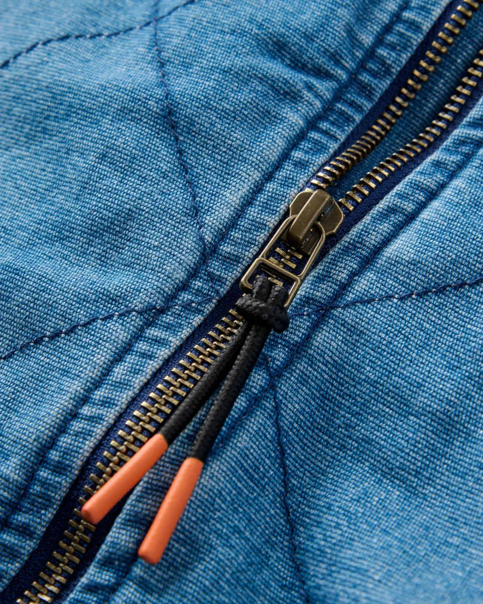 Blouson aviateur en denim avec doublure en fourrure Lucia - Bleu denim – Image 6