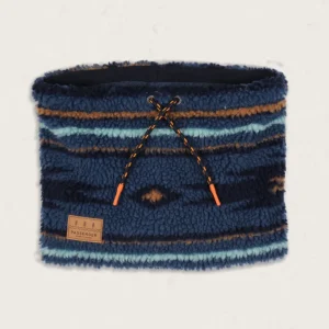 Snood en polaire Sherpa épicé - Motif géo bleu corail