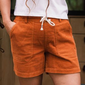 Short en Coton Côtelé Bio Avian - Orange Coucher de Soleil