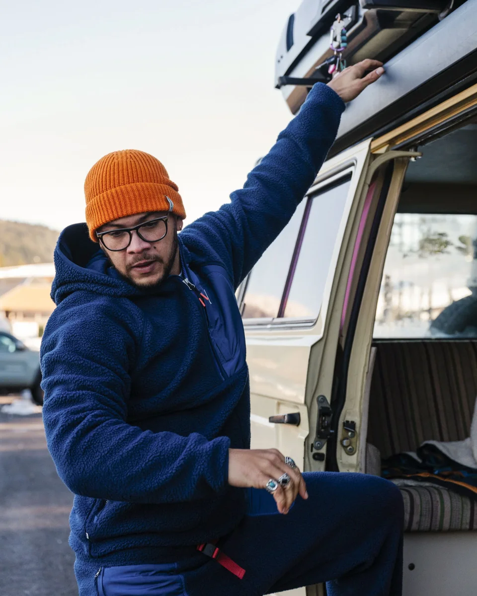 Polaire Recyclée en Sherpa à Fermeture Éclair 1/2 Ventura - Bleu Marine – Image 2