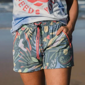 Short polyvalent Way Out - Algues abstraites bleu marée