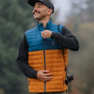 Gilet sans manches recyclé Ashland - orange rétro/bleu océan