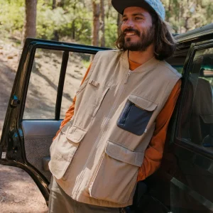 Gilet en toile de coton bio Explorers - sable