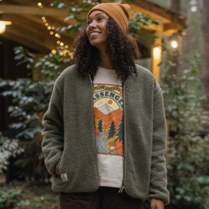 Tawny polaire sherpa à poils longs recyclée - olive poussiéreuse