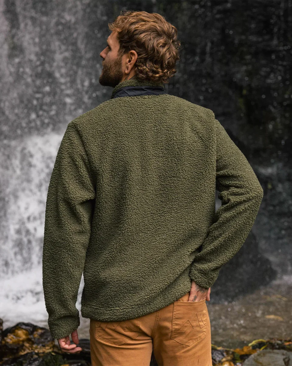 Veste Sherpa en polaire recyclée Oceanside - Kaki – Image 3