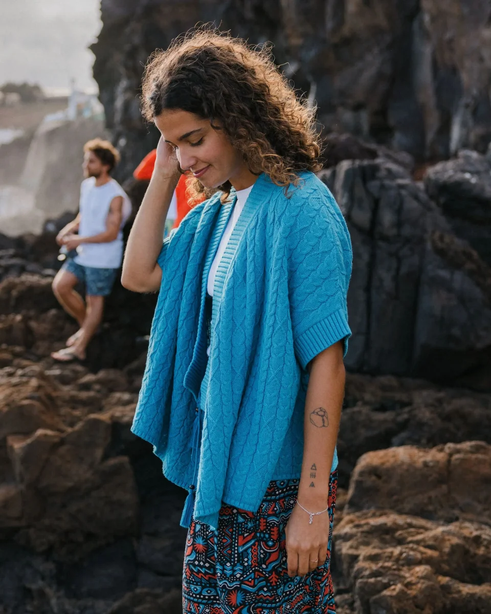 Cardigan Tricoté Confortable - Geai Bleu – Image 4