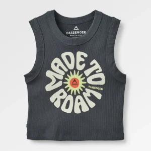 Débardeur Court Graphique Côtelé Easy Days - Noir