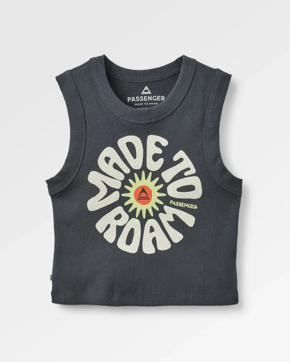 Débardeur Court Graphique Côtelé Easy Days - Noir