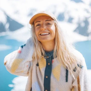 Clover Recycled Deep-Pile Sherpa Fleece - Off White Geo