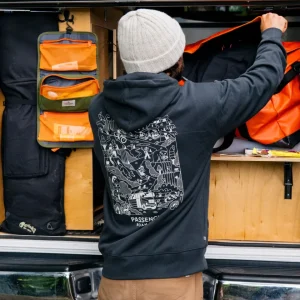 Sweat à capuche en coton recyclé pour hommes Roam Slow - Noir