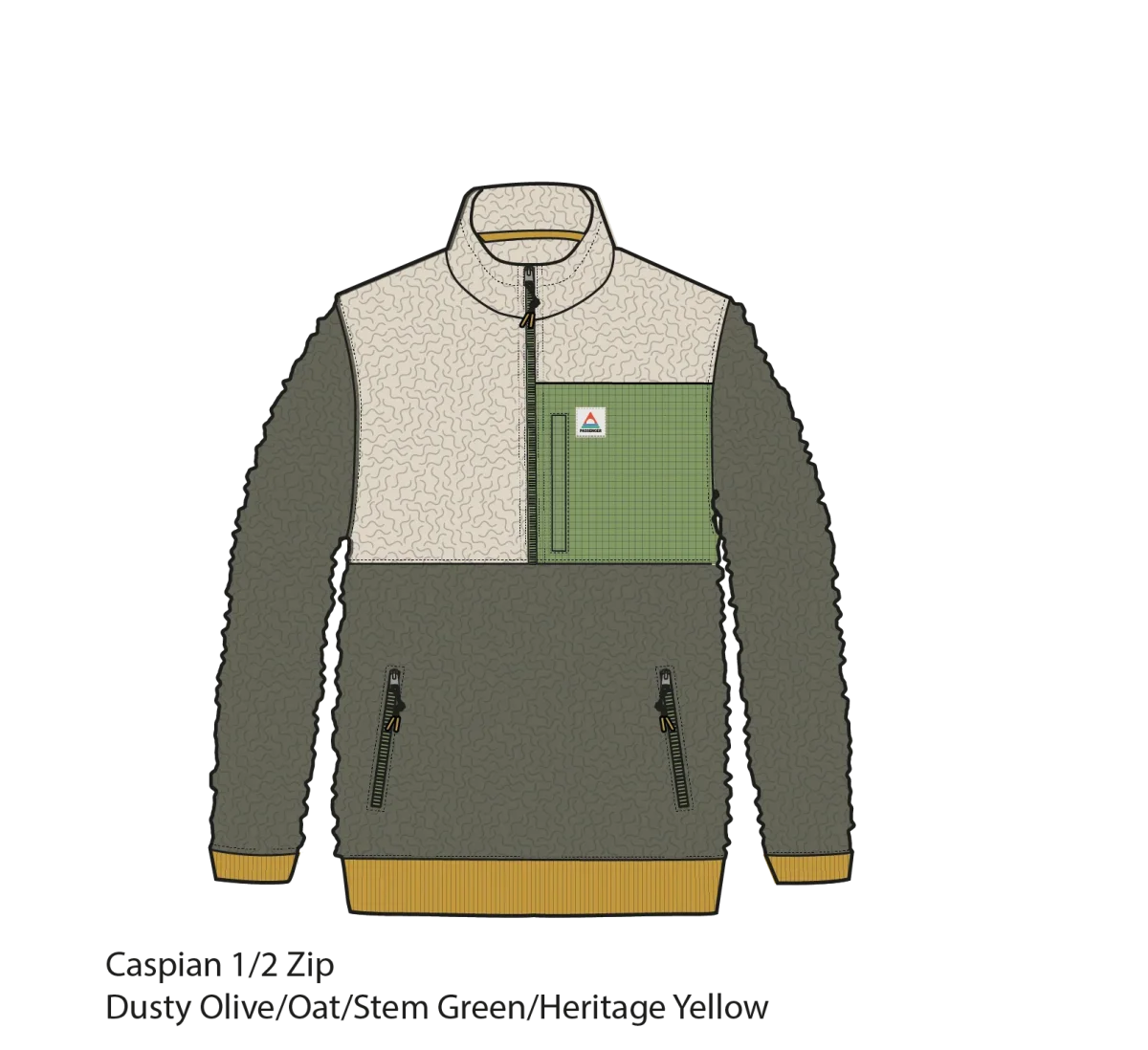 Caspian 1/2 Zip Polaire Recyclé - Olive Poussiéreux – Image 6