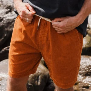 Short en Coton Côtelé Drifter - Orange Coucher de Soleil