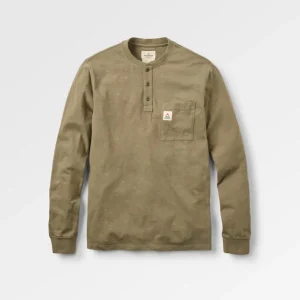 Henley à manches longues en slub Headland - Olive poussiéreux