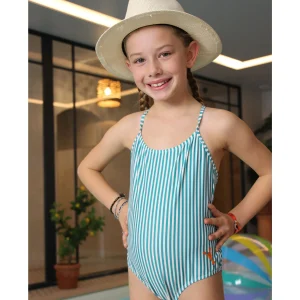 Maillot de bain 1 pièce fille - Le petit Immergé Aqua Rayé