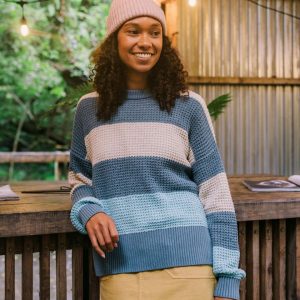 Pull rayé Réflexion - Bleu orage/Bleu rétro