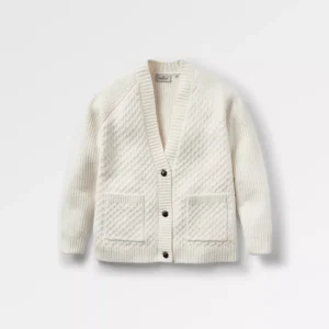Cardigan en maille torsadée recyclée Homey - Blanc cassé