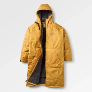 Poncho de surf recyclé doublé sherpa Escapism - Jaune Épicéa