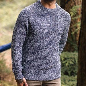 Pull recyclé en maille - Gris chiné