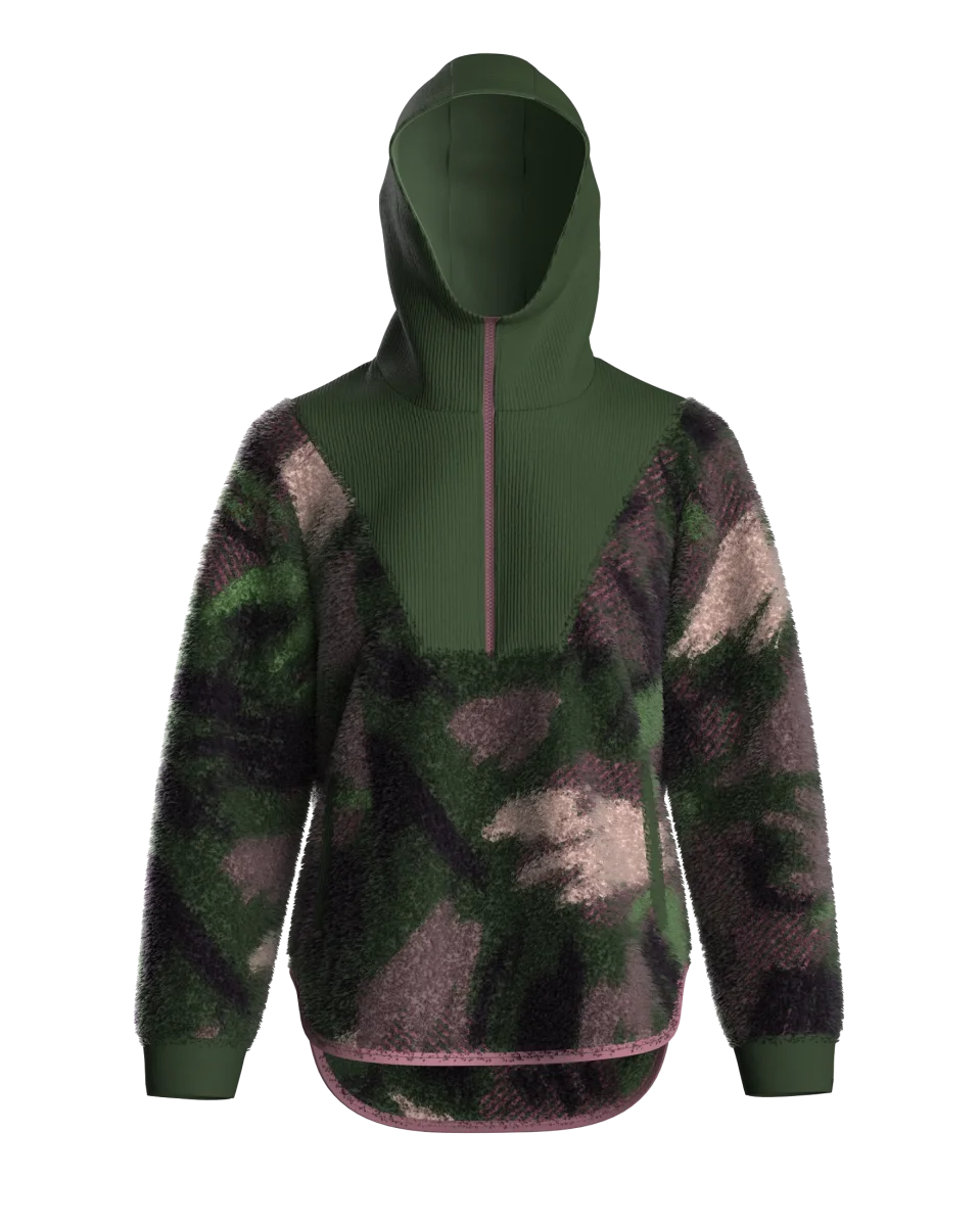 Polaire à Capuche en Sherpa Recyclée Beaumont - Montagne Abstraite Sapin – Image 8