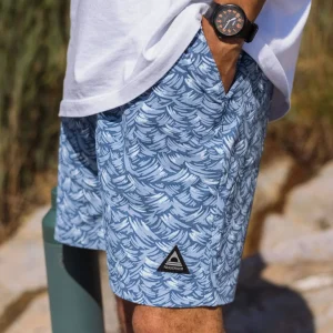 Short de Plage NetPlus® Sans Doublure Drifter - Vagues Denim Foncé