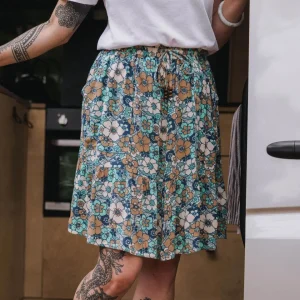 Jupe Tissée EcoVero Dew - Vintage Floral Aqua