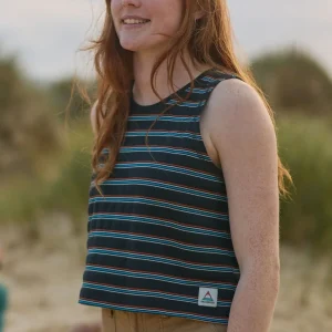 Débardeur en Coton Bio Retro Vibes - Rayures Multicolores Noires
