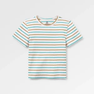 T-shirt côtelé "Out There" - Rayures jaune sapin/aqua