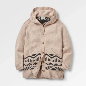 Cardigan à capuche tricoté recyclé Snoozle - Avoine
