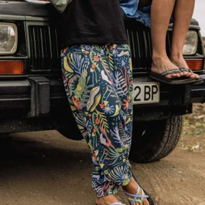 Pantalon Ample Daylily - Abstract Seaweed Tidal Blue