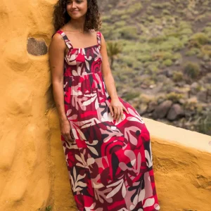 Robe Maxi Tissée Soleis - Mountain Foliage Cranberry