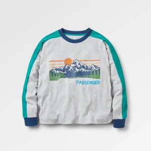 T-shirt manches longues en coton bio Hilltop - Gris Marl