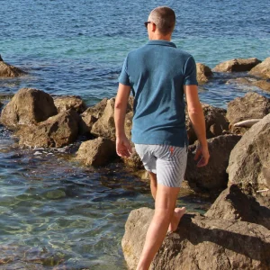 Polo Eponge Bleu Petrole 100% coton