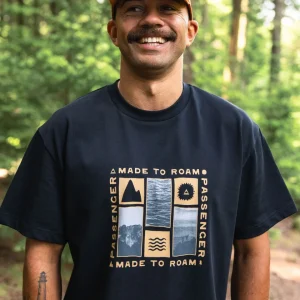 T-shirt en Coton Bio Décontracté Snapshot - Noir