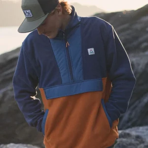 Polaire Recyclée Sans Capuche Woodland - Rich Navy/Sunset Orange