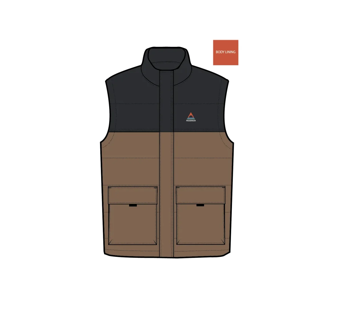 Gilet matelassé recyclé Baltic - caramel/noir – Image 8
