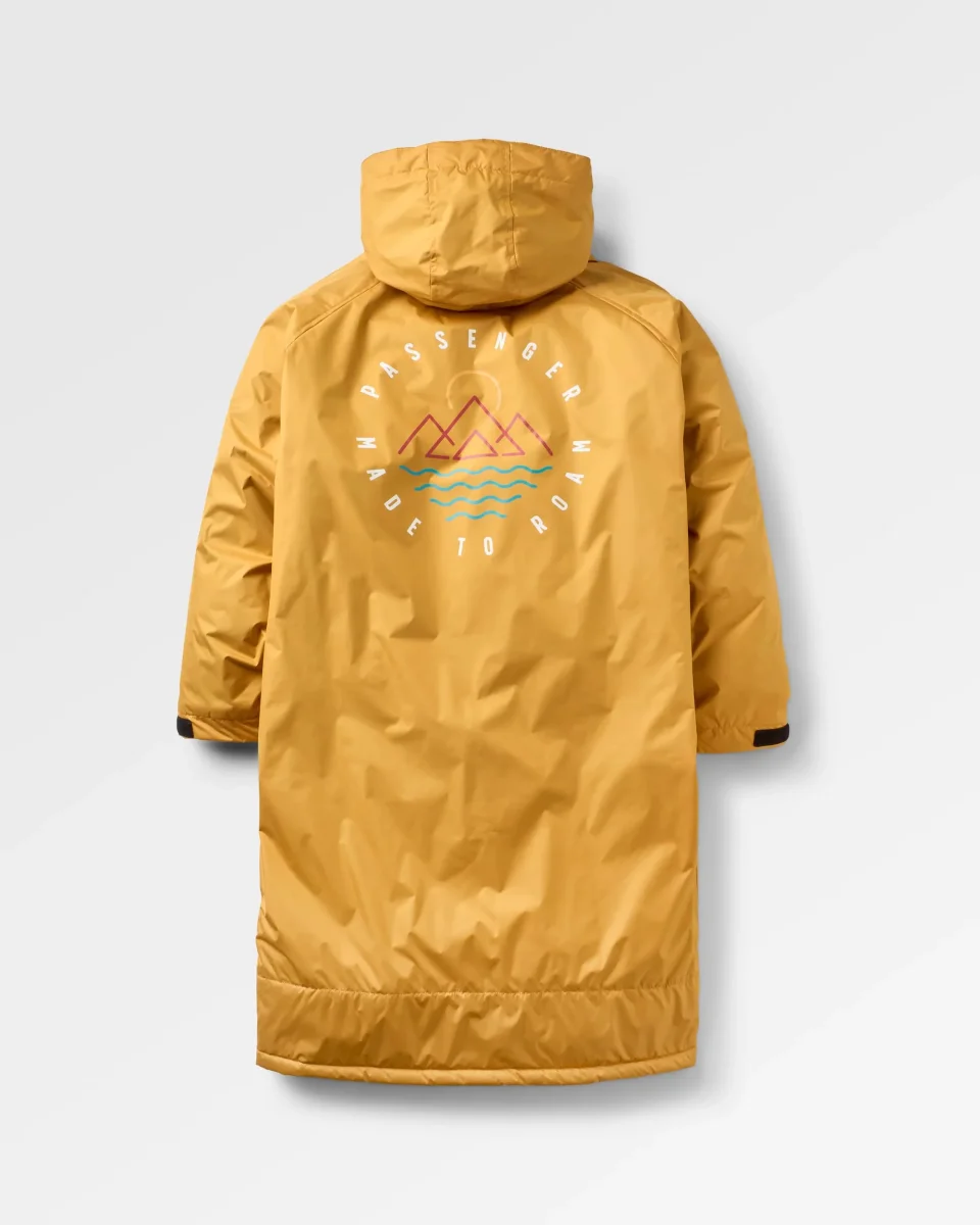 Poncho de surf recyclé doublé sherpa Escapism - Jaune Épicéa – Image 2