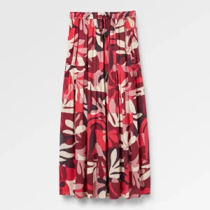 Jupe Maxi Tissée Zephyr - Feuillage de Montagne Cranberry