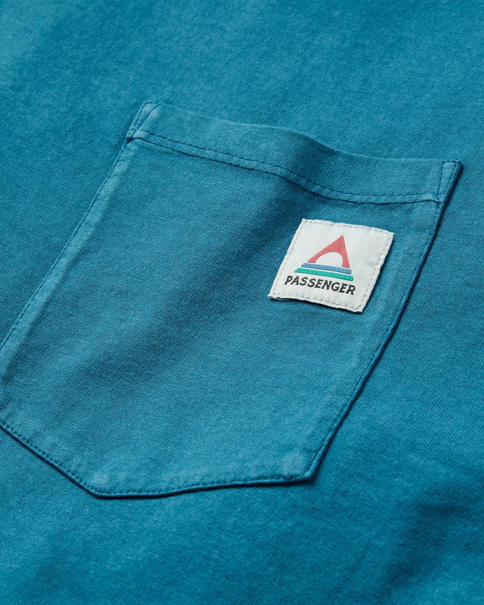 T-shirt bio à manches longues coupe décontractée Heritage - bleu Tidal – Image 2