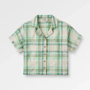Chemise à Manches Courtes en Coton Bio Arden - Carreaux Blanc Vintage/Vert
