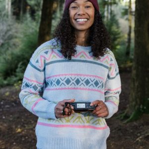 Pull Recyclé Tricoté Fantaisie - Rayure Artisanale Bleu Brouillard